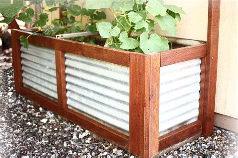 how to make a large flower box with corrugated metal|diy corrugated planter container.